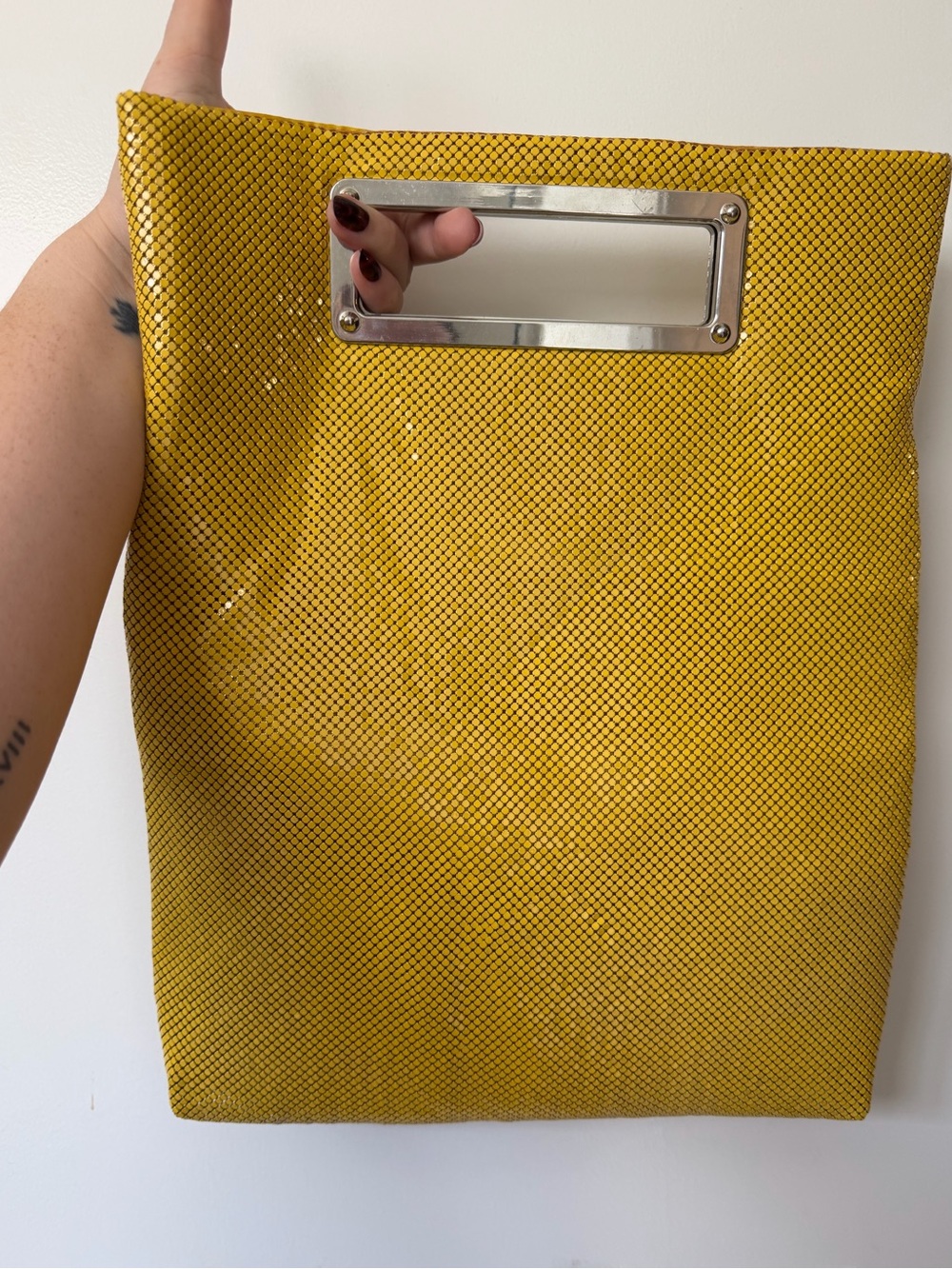 Express Gold Metallic Mesh Sequence Statement Bag ✨